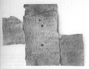 Fragment van het gevonden militaire diploma.